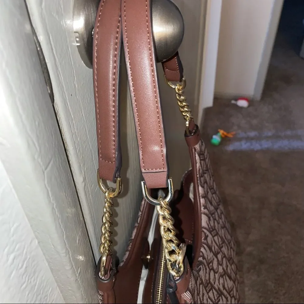 👜 Calvin Klein Monogram Chain Strap Hobo Bag